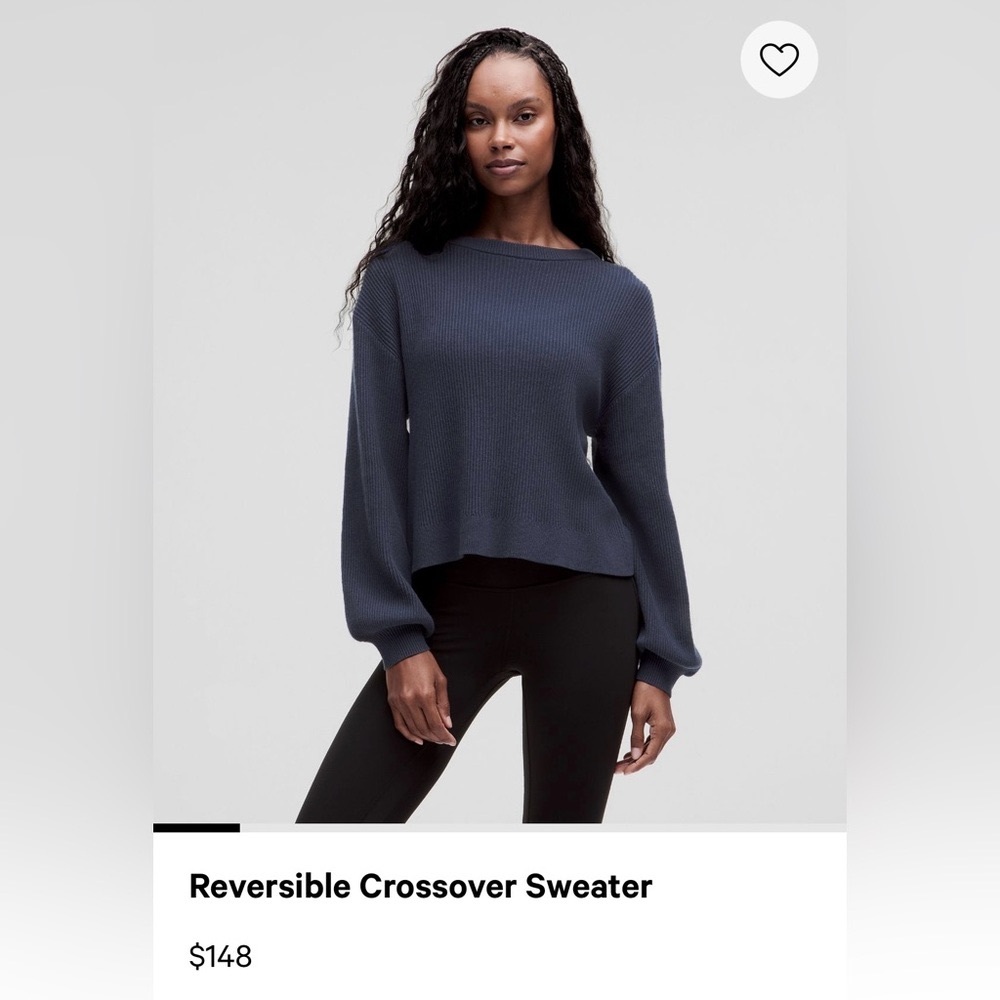 Blue Lululemon Reversible Cross Over Knit Sweater